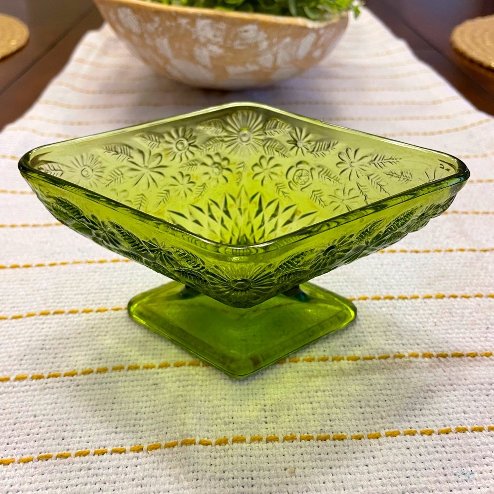 Indiana Green Depression Glass Candy Bowl